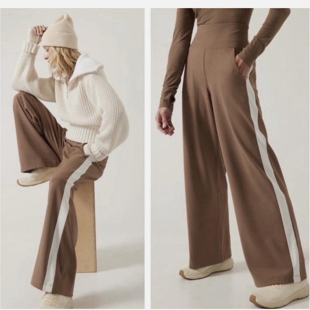 Athleta Venice Colorblock Wide Leg size 2X Rustic Beige /Magnolia